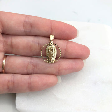 18K Gold Layered Oro Laminado Cut Out Our Lady of Guadalupe Medal Pendant Charm 31.0125